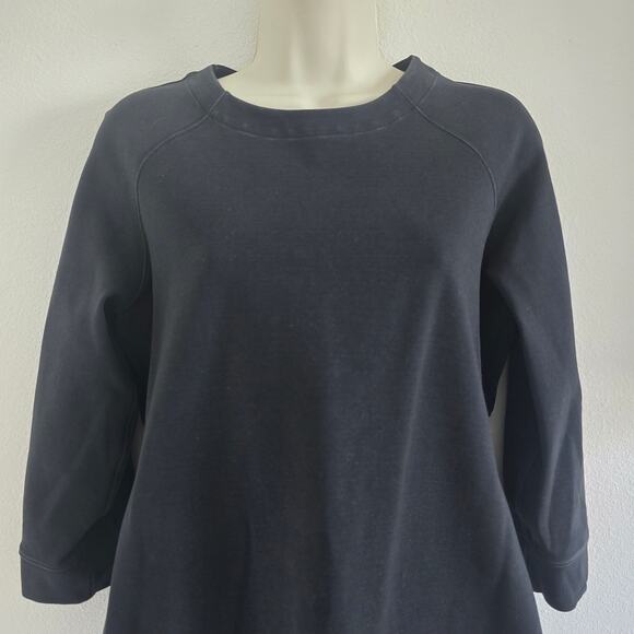 Lululemon Rite Time Mini Sweatshirt Dress Black Size-10 3/4 Sleeve Athleisure - Picture 4 of 10